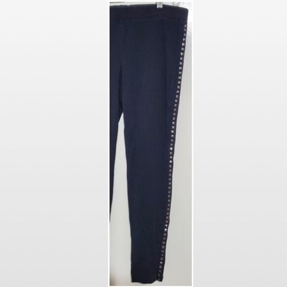 Express Leggings Womens Large Black Side Silver Studded Pants Goth - Picture 6 of 16